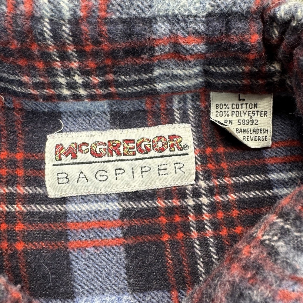 McGregor Bagpiper Flannel Shirt Men's‎ L Red/Blue Plaid Retro Soft Y2K Heritage - Picture 5 of 6